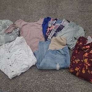 XS Maternity Pregnancy & Nursing / Breastfeeding lot - dresses, Jeans, Tops